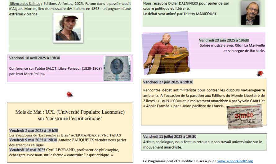 Programme de l’Etoile Noire printemps été 2025