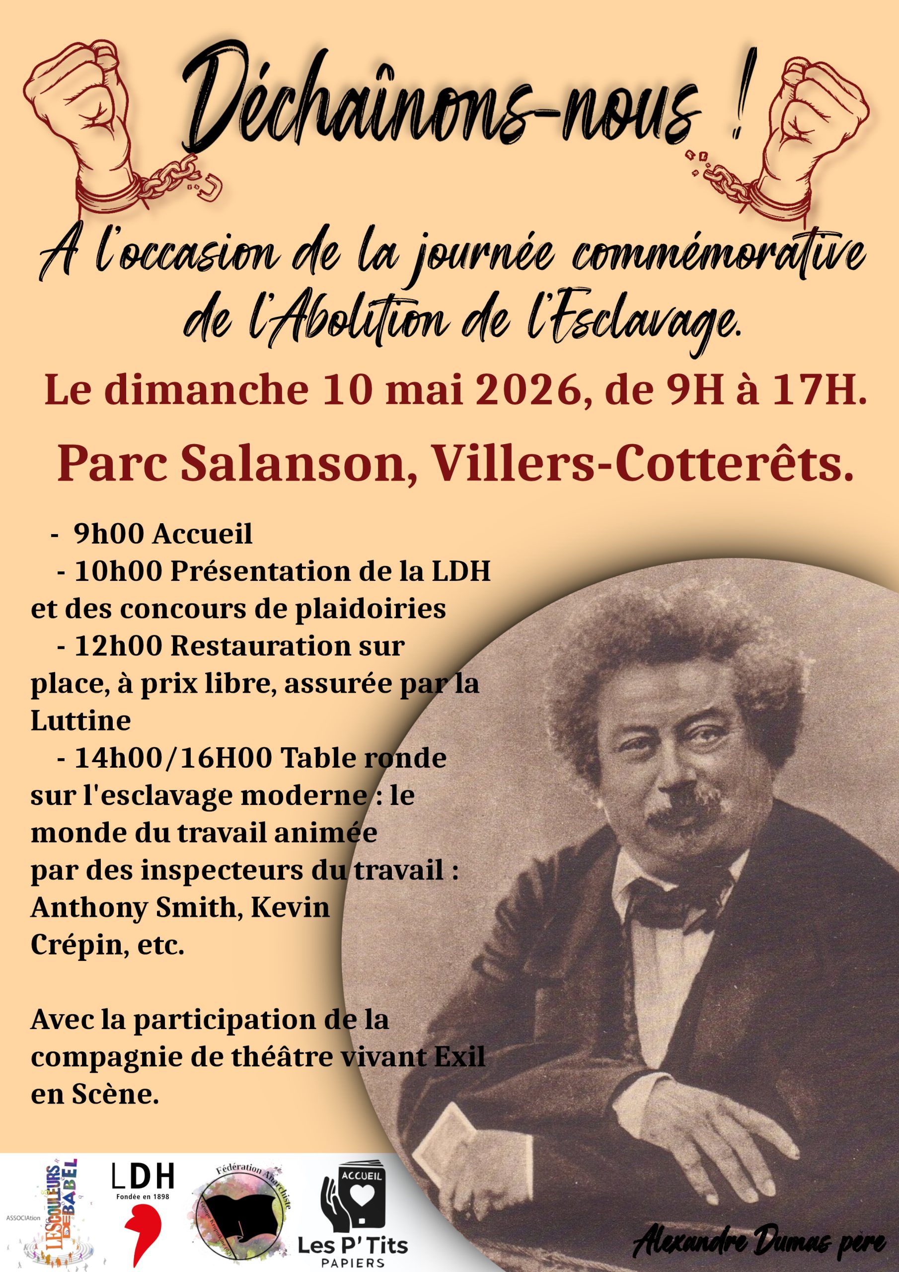 Rassemblement pour la Journée commémorative de l&rsquo;abolition de l&rsquo;Esclavage. 10 mai 2026. Villers-Cotterets.
