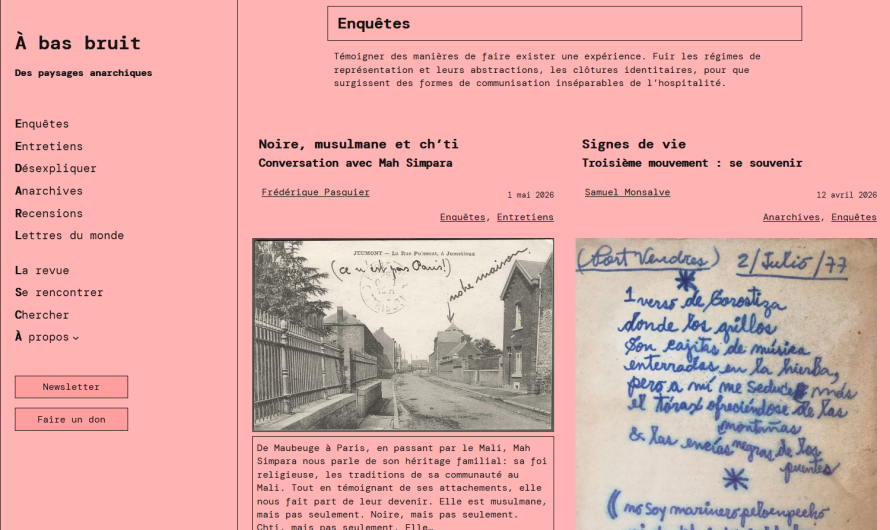 « A bas bruits » Présenté par Josep Rafanell et Pierre Tenne.